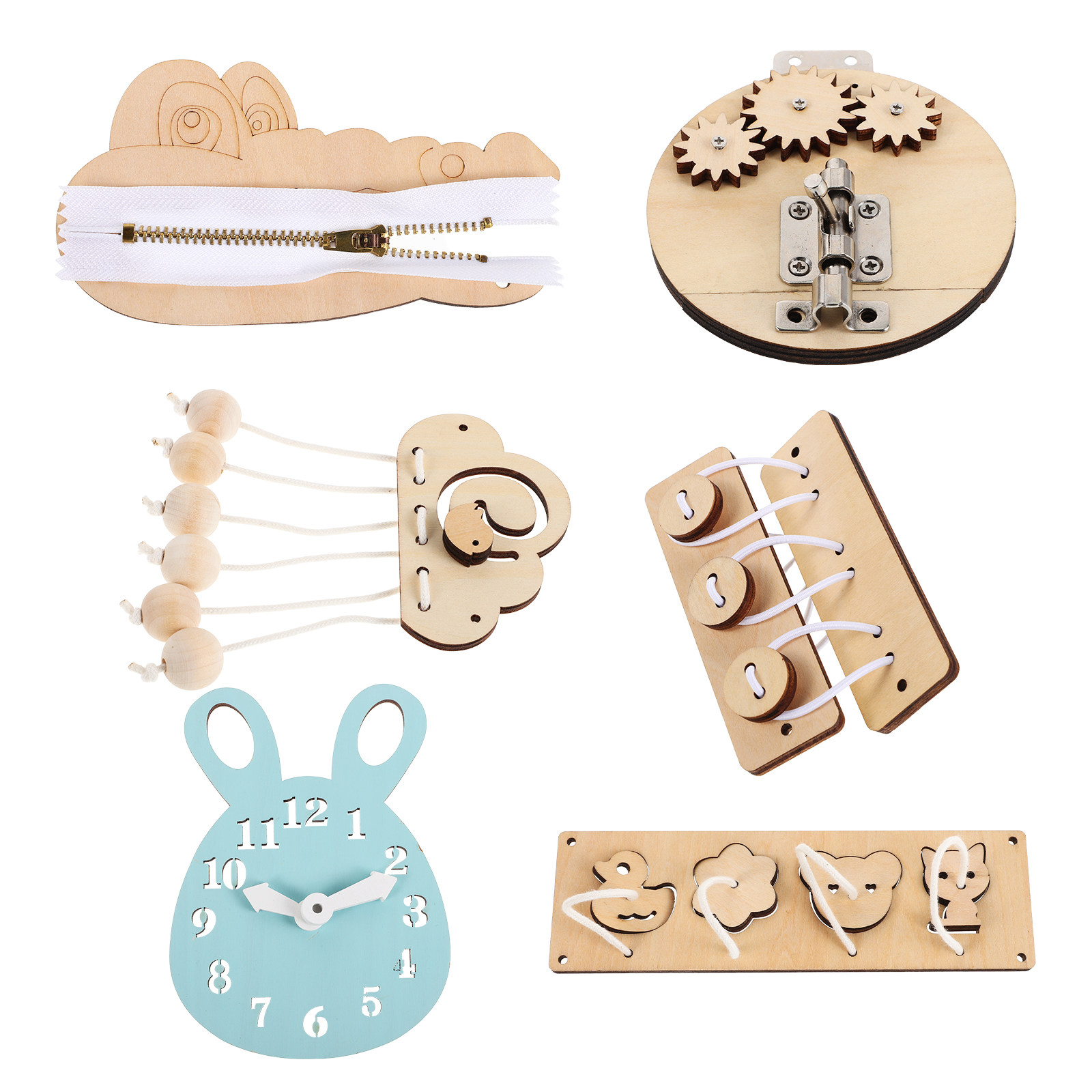 6Pcs Wooden Sensory Busy Board - огляд і ціна Montessori Wooden Busy Board Toddler
